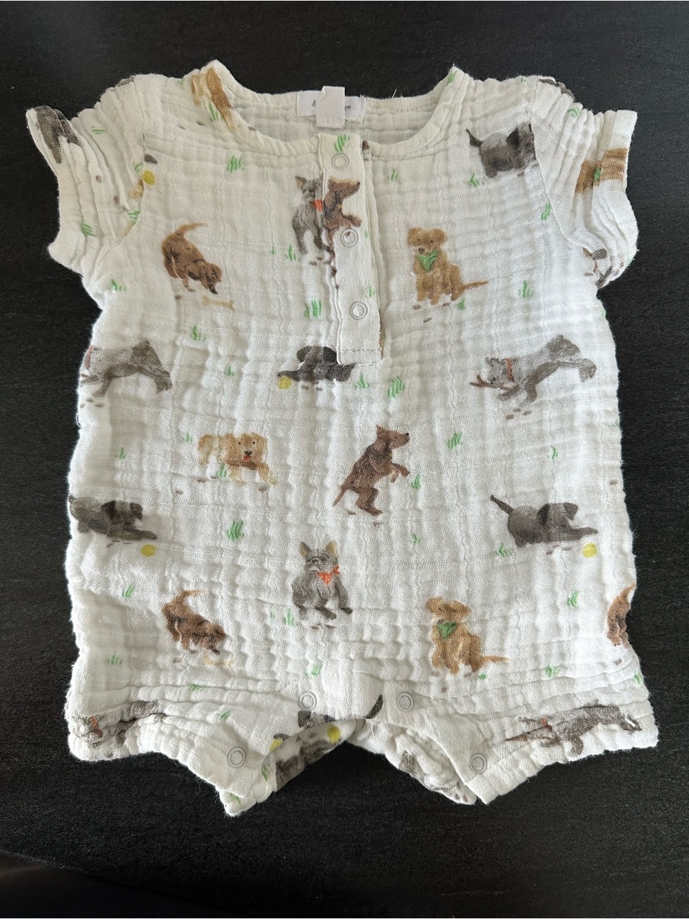 Angel Dear White Muslin Puppy Print One-Piece